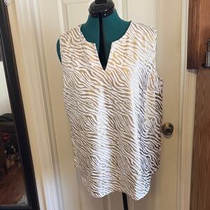 Lulu-B Cream and Brown Zebra Print Sleeveless Top